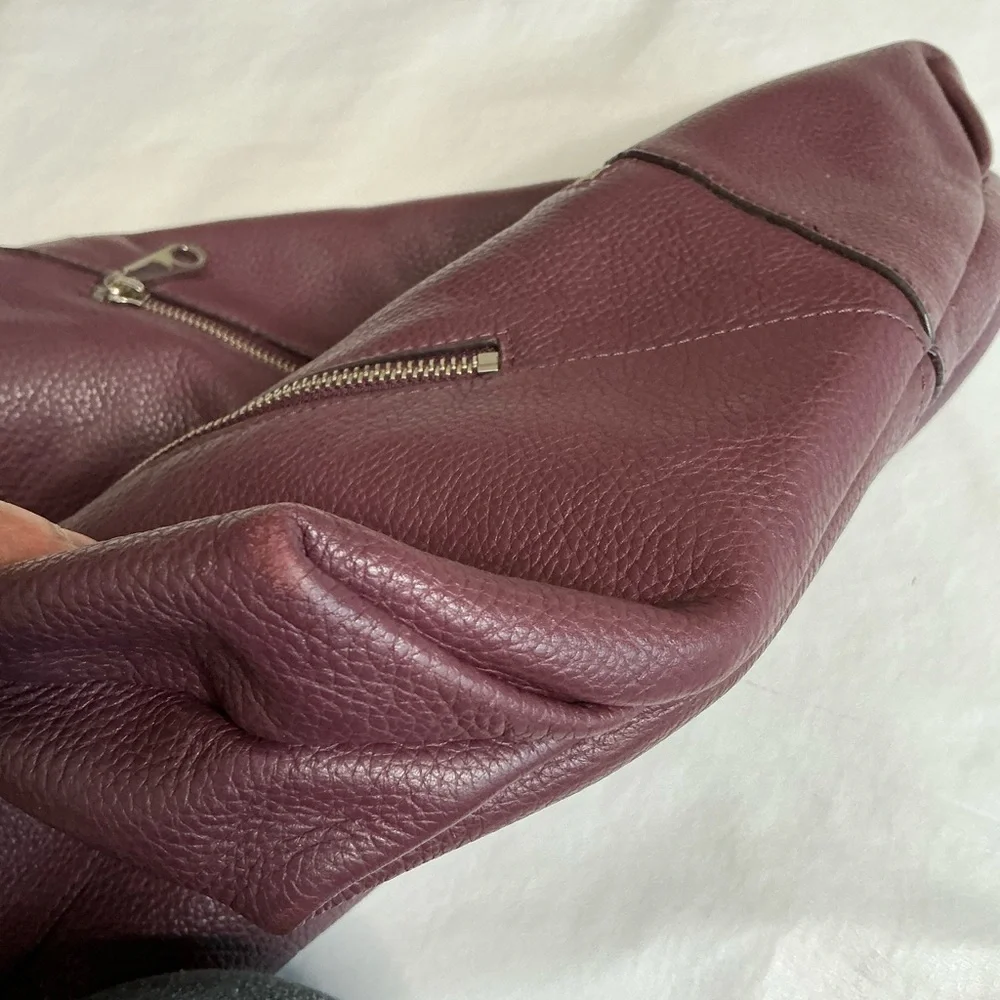 Rebecca Minkoff Leather Hobo Tote Crossbody Bag in Maroon